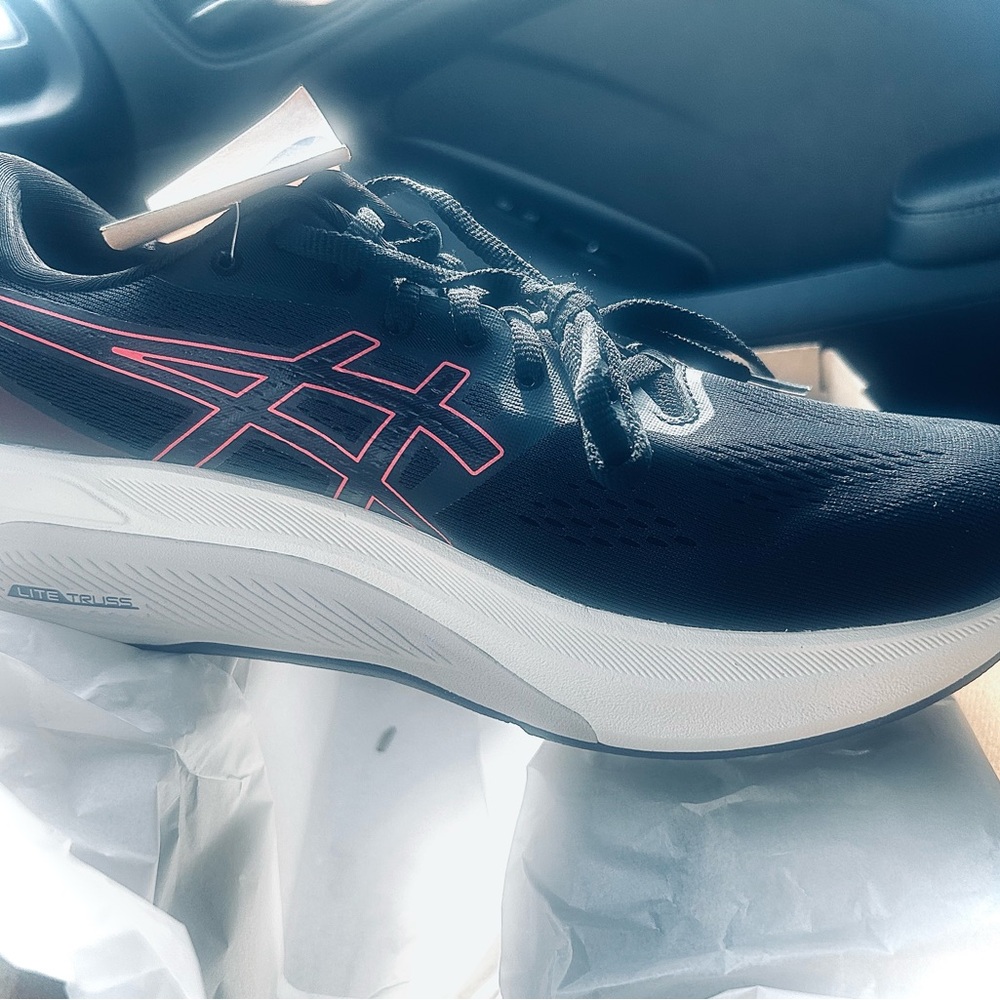 Asics Black and Pink Athletic Sneakers